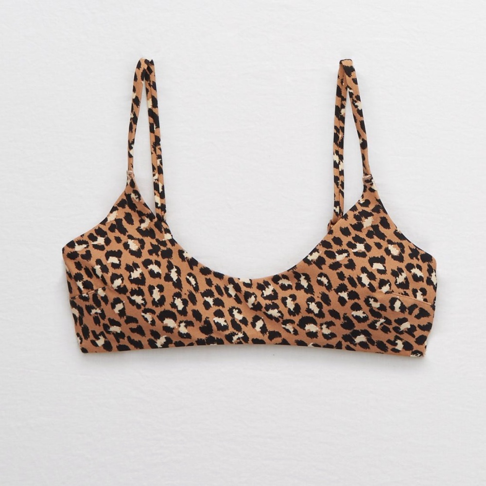 Aerie leopard scoop bikini top NWT